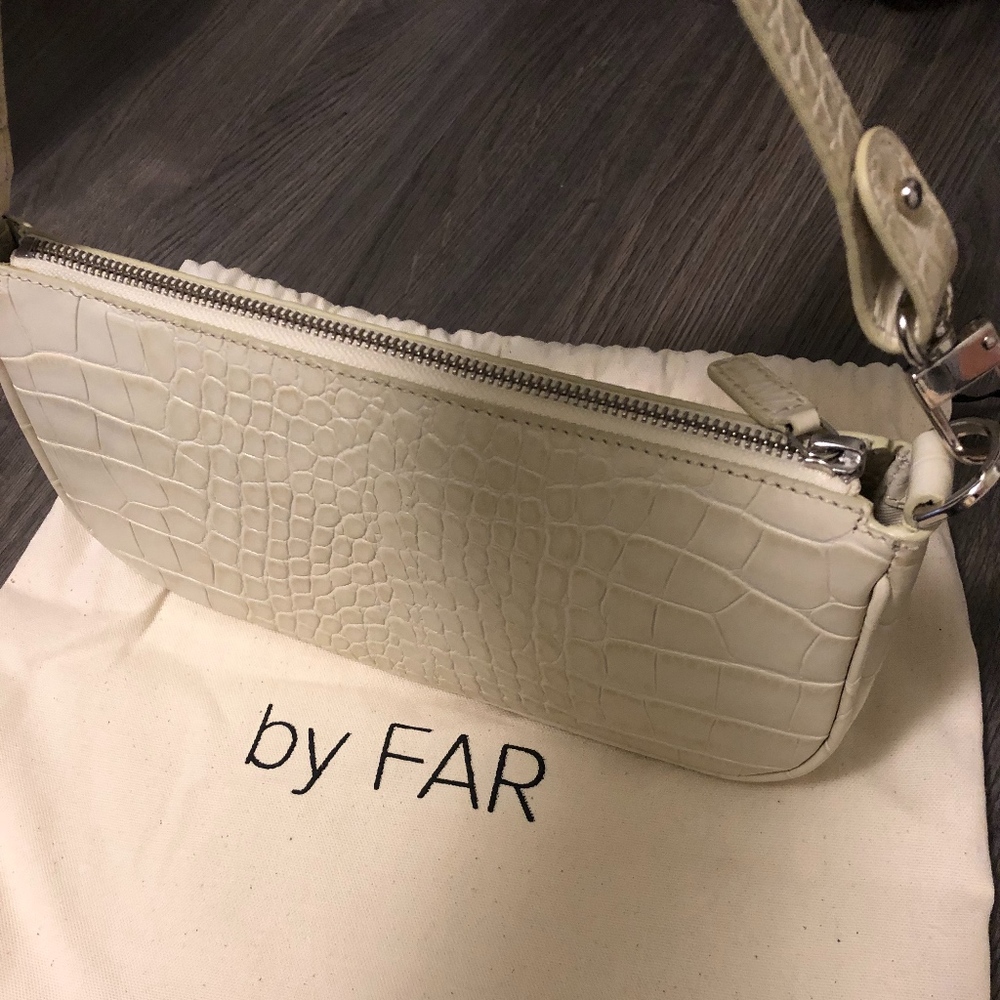 BY FAR Rachel croc-effect leather shoulder bag